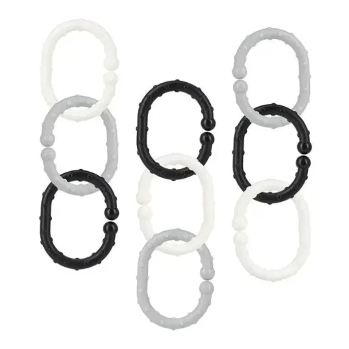 Brinquedos de dentição Nuby - 18 unidades vinculáveis, preto/cinza/branco
