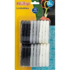 Brinquedos de dentição Nuby - 18 unidades vinculáveis, preto/cinza/branco