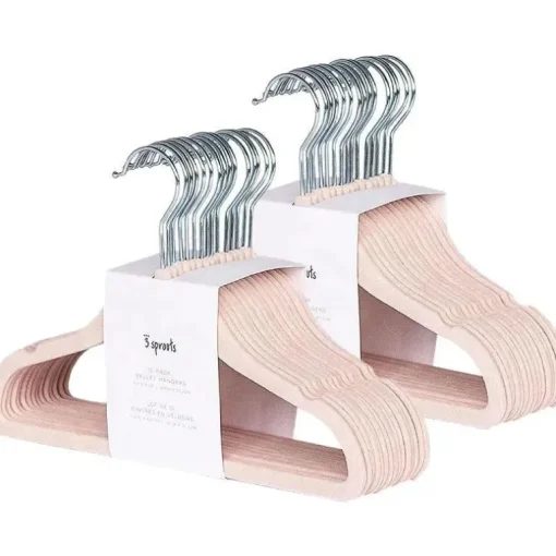 3 brotos - 15 unidades de cabides de veludo para bebês, rosa