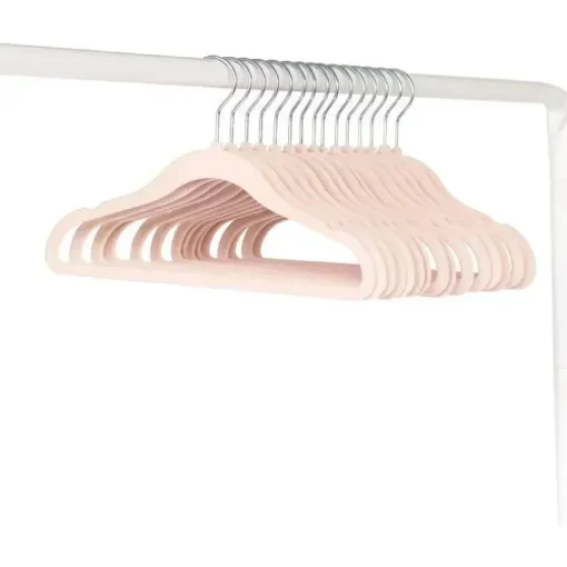 3 brotos - 15 unidades de cabides de veludo para bebês, rosa