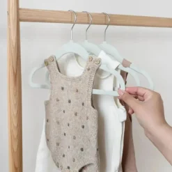 3 brotos - cabides de veludo para bebês, antiderrapantes, duráveis, pacote com 15, azul