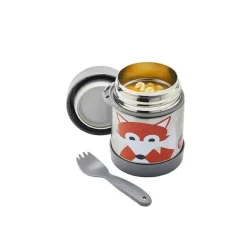 3 brotos - pote de comida de aço inoxidável, raposa