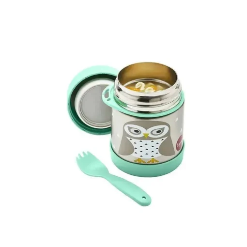 3 brotos - pote de comida de aço inoxidável, coruja