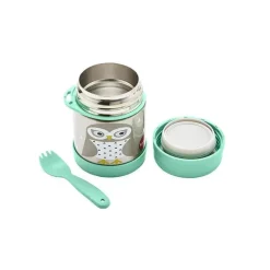 3 brotos - pote de comida de aço inoxidável, coruja