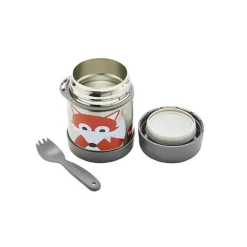 3 brotos - pote de comida de aço inoxidável, raposa