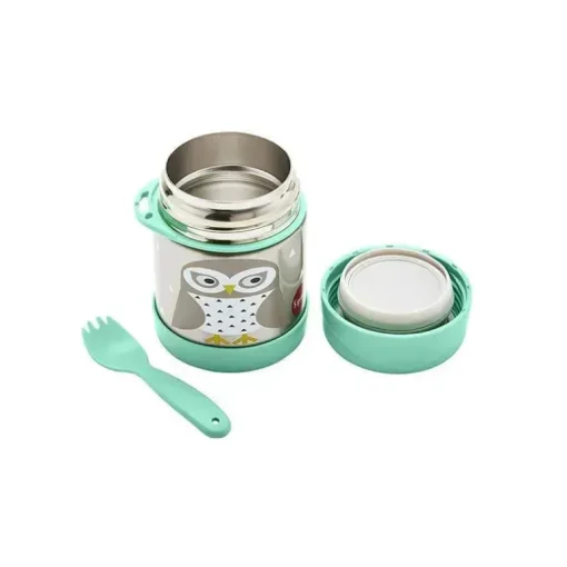 3 brotos - pote de comida de aço inoxidável, coruja