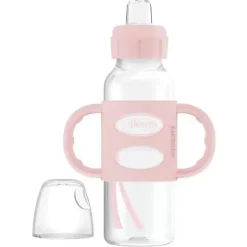 Brown - garrafa com bico estreito e alças de silicone, rosa claro, 8 onças