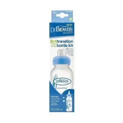 Brown's - 1 unidade de opções anti-cólicas de fluxo natural + kit inicial de garrafa com canudinho estreito, 8 onças