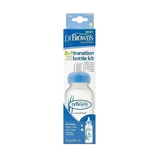 Brown's - 1 unidade de opções anti-cólicas de fluxo natural + kit inicial de garrafa com canudinho estreito, 8 onças