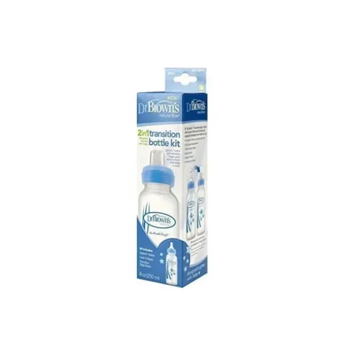 Brown's - 1 unidade de opções anti-cólicas de fluxo natural + kit inicial de garrafa com canudinho estreito, 8 onças