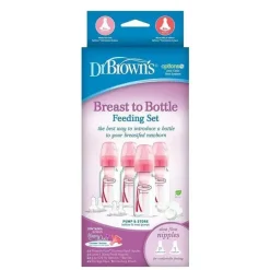 Brown's - Conjunto de amamentação para mamadeira, rosa, 4 onças