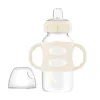 Brown's - Garrafa com bico canudinho de gargalo largo de 9 onças/270 ml com alças de silicone, cru