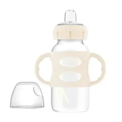 Brown's - Garrafa com bico canudinho de gargalo largo de 9 onças/270 ml com alças de silicone, cru