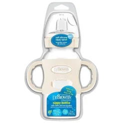 Brown's - Garrafa com bico canudinho de gargalo largo de 9 onças/270 ml com alças de silicone, cru