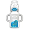 Brown's - Garrafa com canudinho de gargalo largo de 9 onças/270 ml com alças de silicone, cinza