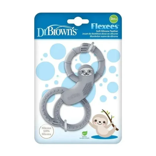Brown's - Mordedor de silicone Flexees Sloth, cinza