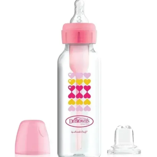 Brown's - Opções anti-cólicas de fluxo natural + kit inicial de garrafa com canudinho estreito, 8 onças