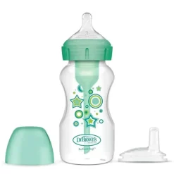 Brown's - opções de 9 onças + garrafa de gargalo largo para canudinho, verde