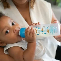 Brown's - opções de 8 onças/250 ml + mamadeira estreita anticólica, natureza azul, pacote com 4