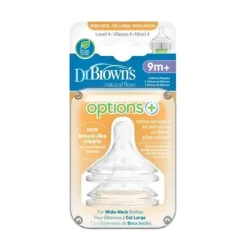 Brown's - Opções 2Pk + Mamilos para garrafas de silicone com gargalo largo nível 4