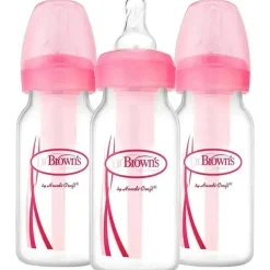 Brown's - 4Oz Pp Options Garrafa Estreita Rosa Impressão e Componentes, 3Pk