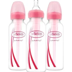 Brown's - 3Pk Options Garrafas estreitas, 8 onças, rosa