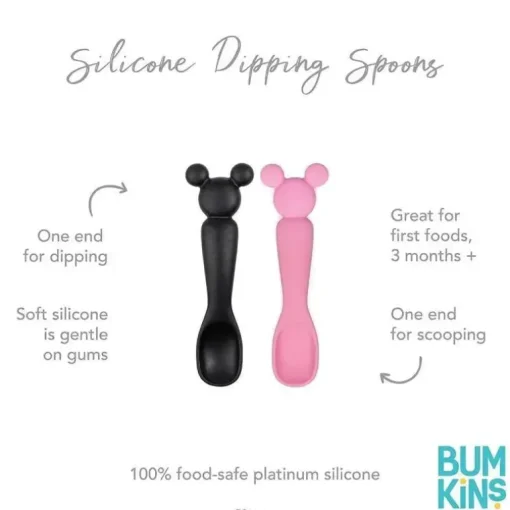Bumkins - 2 unidades de colheres de imersão de silicone Disney Minnie Mouse