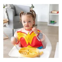 Bumkins - babador com manga de fantasia de quadrinhos da Mulher Maravilha
