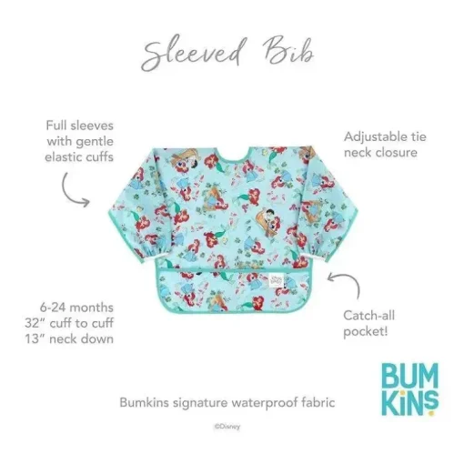 Bumkins - Babete Disney Baby Sleeved, Pequena Sereia