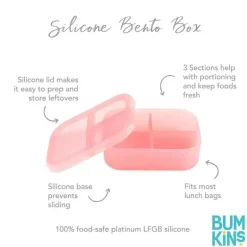 Bumkins - Bumkins Snack/Lunch Bento Box, recipiente com 3 compartimentos, geléia rosa