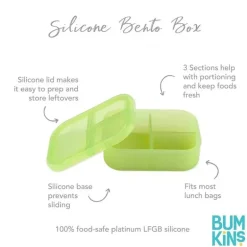 Bumkins - Bumkins Snack/Lunch Bento Box, recipiente com 3 compartimentos, geléia verde