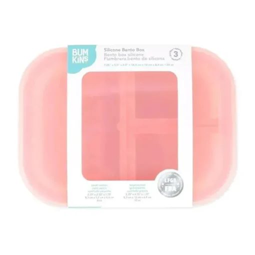 Bumkins - Bumkins Snack/Lunch Bento Box, recipiente com 3 compartimentos, geléia rosa