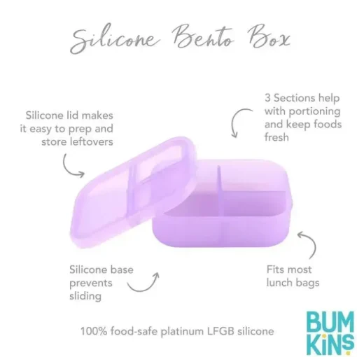 Bumkins - Bumkins Snack/Lunch Bento Box, recipiente com 3 compartimentos, geléia roxa