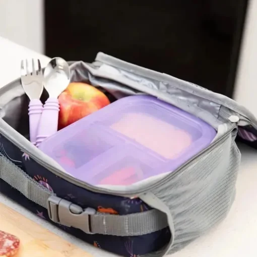 Bumkins - Bumkins Snack/Lunch Bento Box, recipiente com 3 compartimentos, geléia roxa