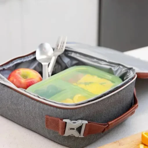 Bumkins - Bumkins Snack/Lunch Bento Box, recipiente com 3 compartimentos, geléia verde