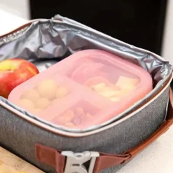 Bumkins - Bumkins Snack/Lunch Bento Box, recipiente com 3 compartimentos, geléia rosa