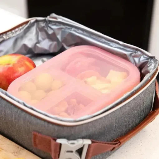 Bumkins - Bumkins Snack/Lunch Bento Box, recipiente com 3 compartimentos, geléia rosa