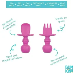 Bumkins - Chewtensils de silicone, rosa