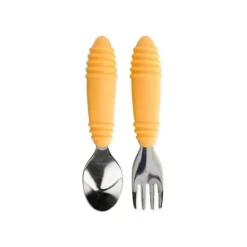 Bumkins - Colher + Garfo Utensílios para bebê - Tangerina