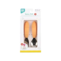 Bumkins - Colher + Garfo Utensílios para bebê - Tangerina