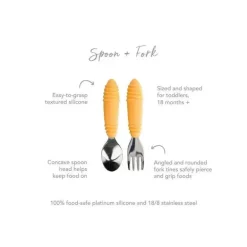 Bumkins - Colher + Garfo Utensílios para bebê - Tangerina