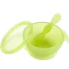 Bumkins - Conjunto de alimentação de silicone com sucção para bebês e crianças pequenas, gelatina verde