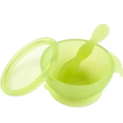 Bumkins - Conjunto de alimentação de silicone com sucção para bebês e crianças pequenas, gelatina verde