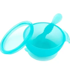 Bumkins - Conjunto de alimentação de silicone com sucção para bebês e crianças pequenas, geléia azul