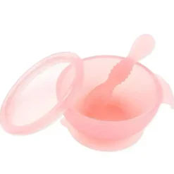 Bumkins - Conjunto de alimentação de silicone com sucção para bebês e crianças pequenas, gelatina rosa