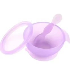Bumkins - Conjunto de alimentação de silicone com sucção para bebês e crianças pequenas, geléia roxa