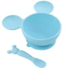 Bumkins - Conjunto de alimentação de silicone com sucção para bebês e crianças pequenas, Mickey Mouse Azul Claro