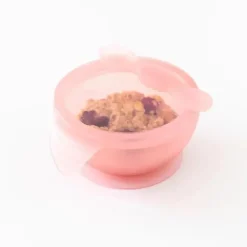 Bumkins - Conjunto de alimentação de silicone com sucção para bebês e crianças pequenas, gelatina rosa
