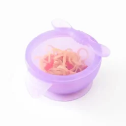 Bumkins - Conjunto de alimentação de silicone com sucção para bebês e crianças pequenas, geléia roxa