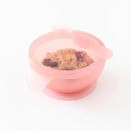 Bumkins - Conjunto de alimentação de silicone com sucção para bebês e crianças pequenas, gelatina rosa